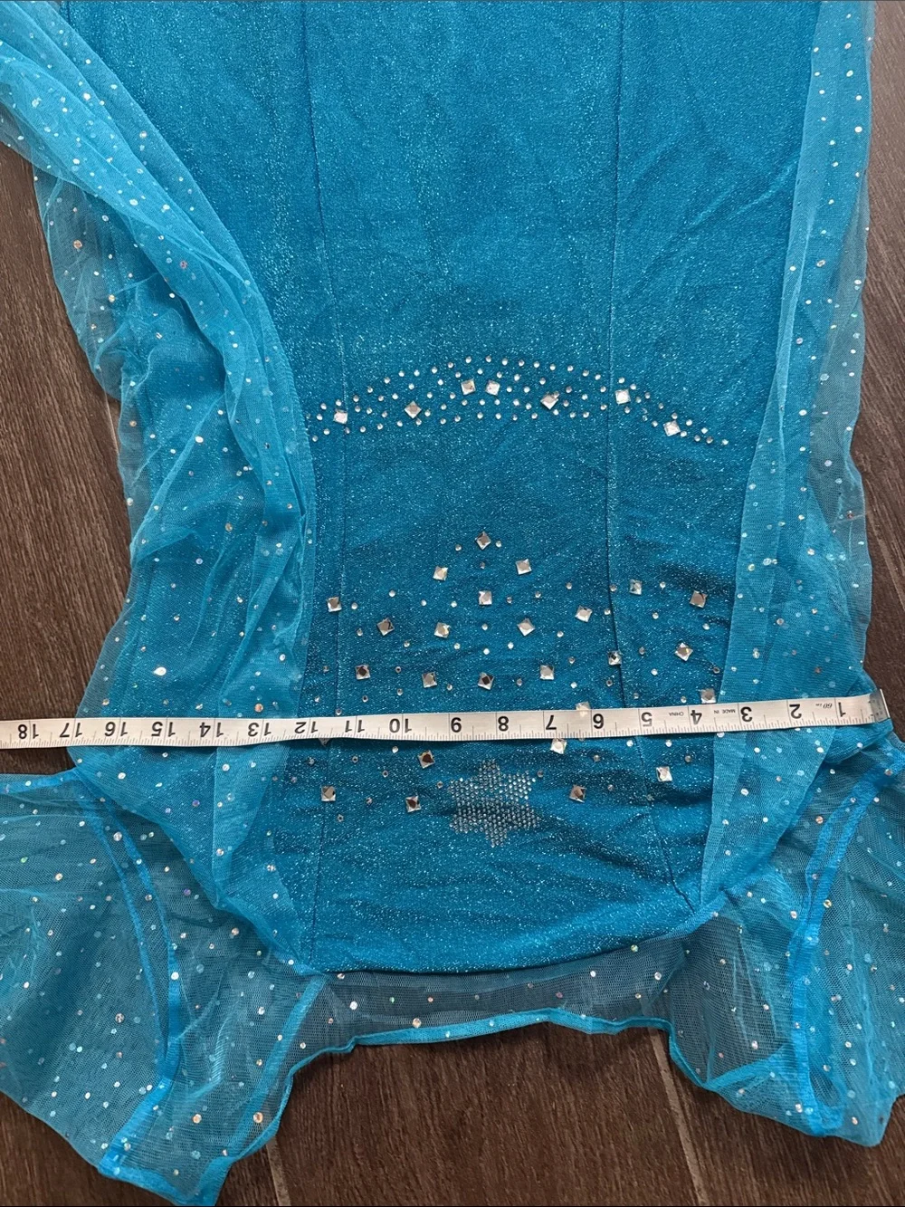 ELSA Kids Blue Sparkle Princess Costume Dress with Cape and Gloves women teen
